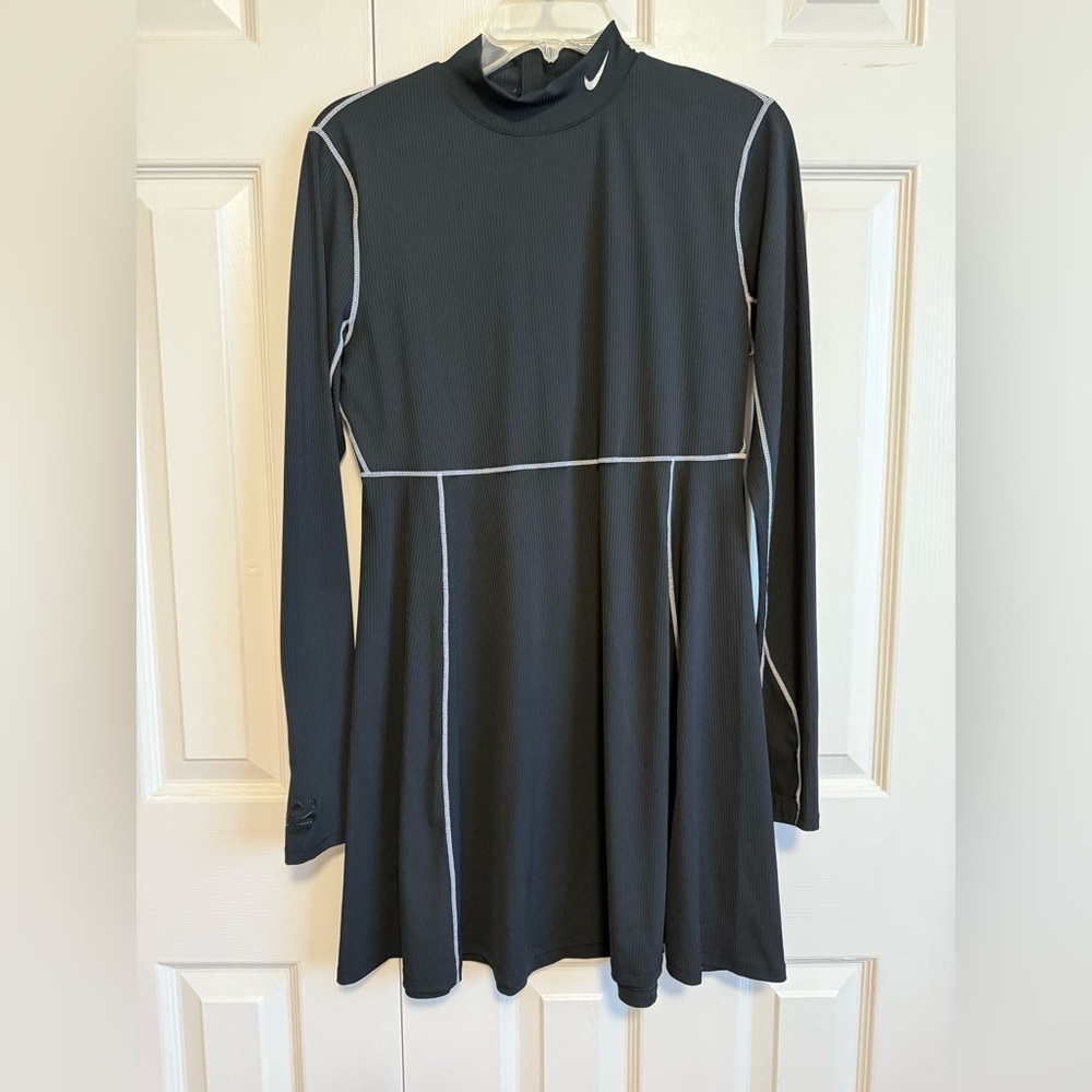 Nike Black Long Sleeve Athletic Dress with White Contrast Stitching